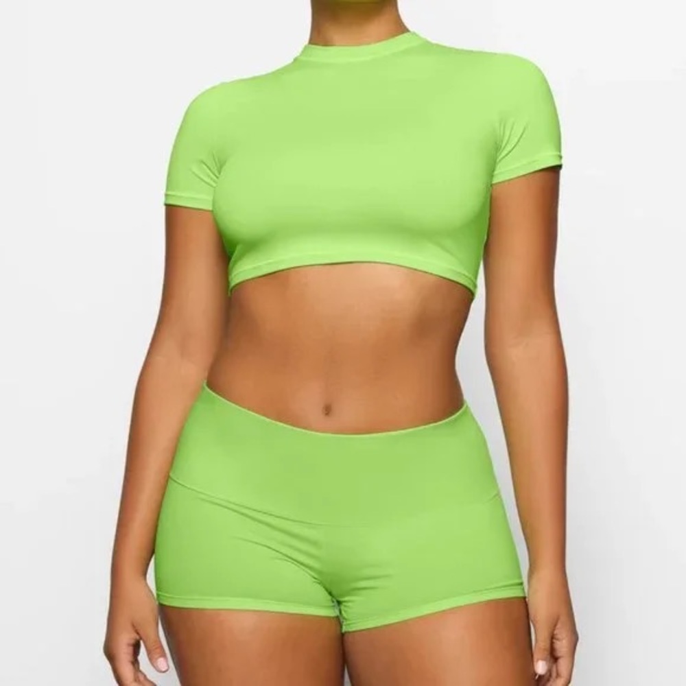 SKIMS Cover Up Fold Over Shorts Neon Green